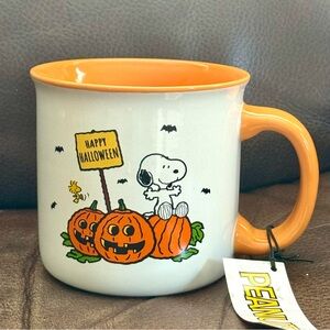 Happy Halloween - Peanuts Snoopy & Woodstock in Pumpkin Patch with Bats 21oz Mug